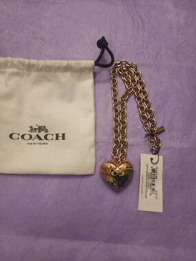 Coach Gold-multi-color Heart Locket Necklace
